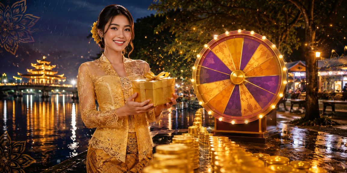 Pemain wanita Malaysia dalam pakaian kebaya bermain permainan meja kasino dalam talian